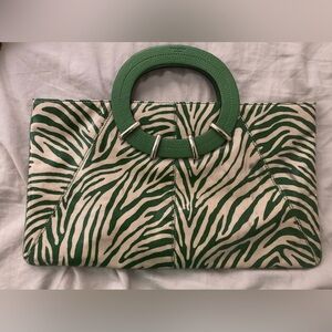 y2k 2000’s vintage Kate Spade satchel purse handbag green zebra animal print